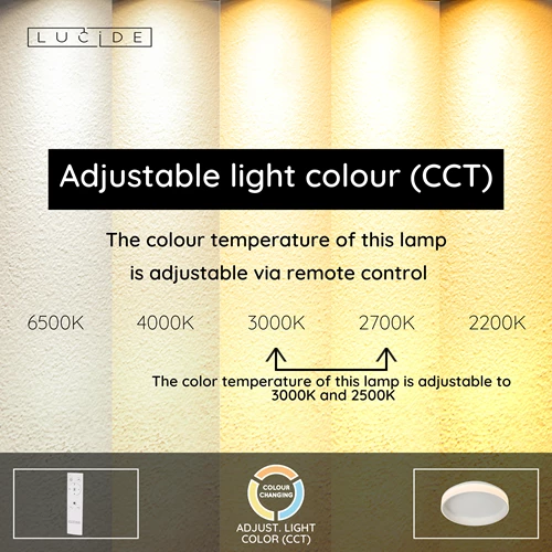 Lucide ESTREJA - Flush ceiling light - Ø 40 cm- LED 3 StepDim - CCT - 2500K/3000K - White - USP